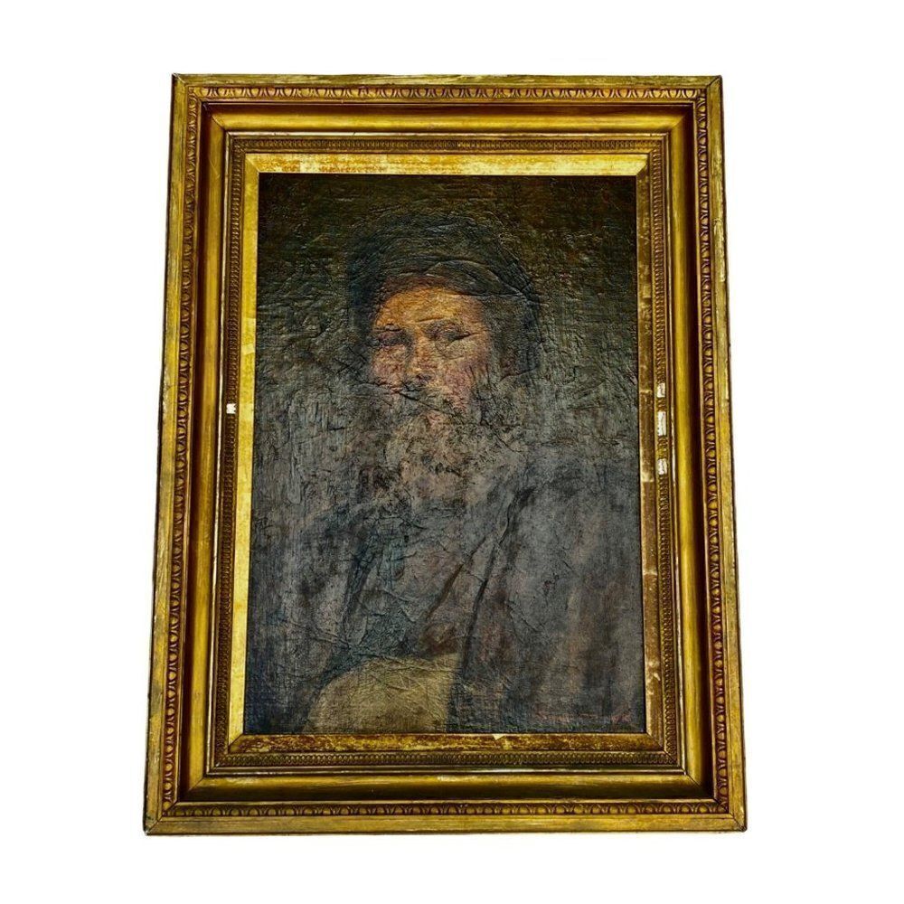 Andrew F Affleck Oil Painting of Old Man signed Antique 1899